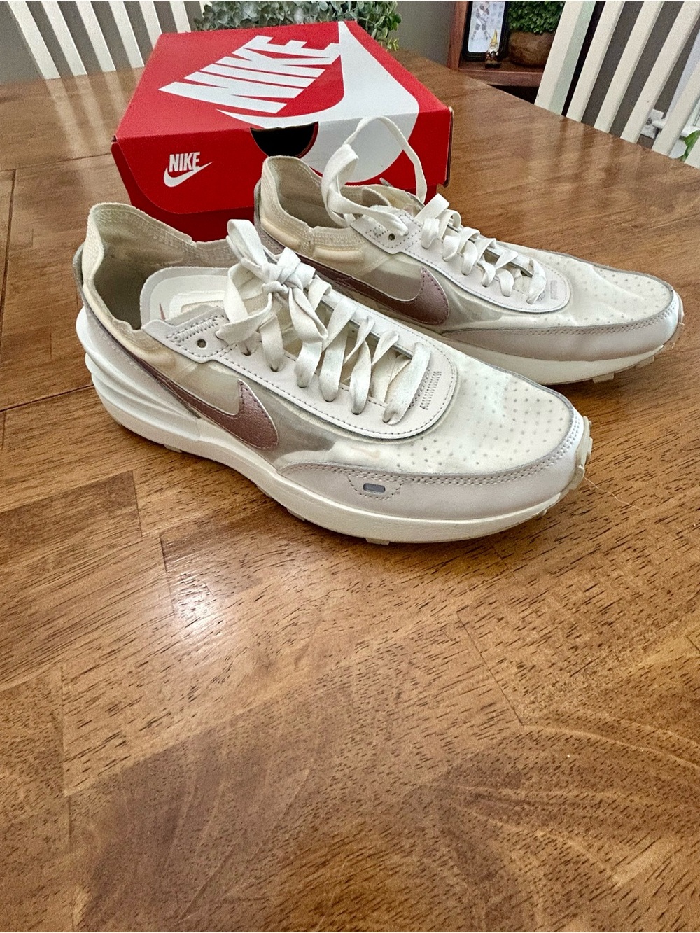 Nike Women’s Cream/Light Pink Layered Running Sneakers